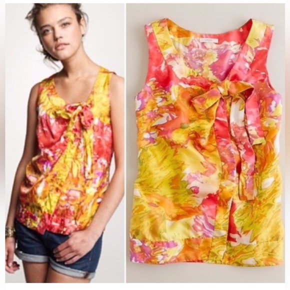 J. CREW Silk Sleeveless Watercolor Blouse - Picture 2 of 10